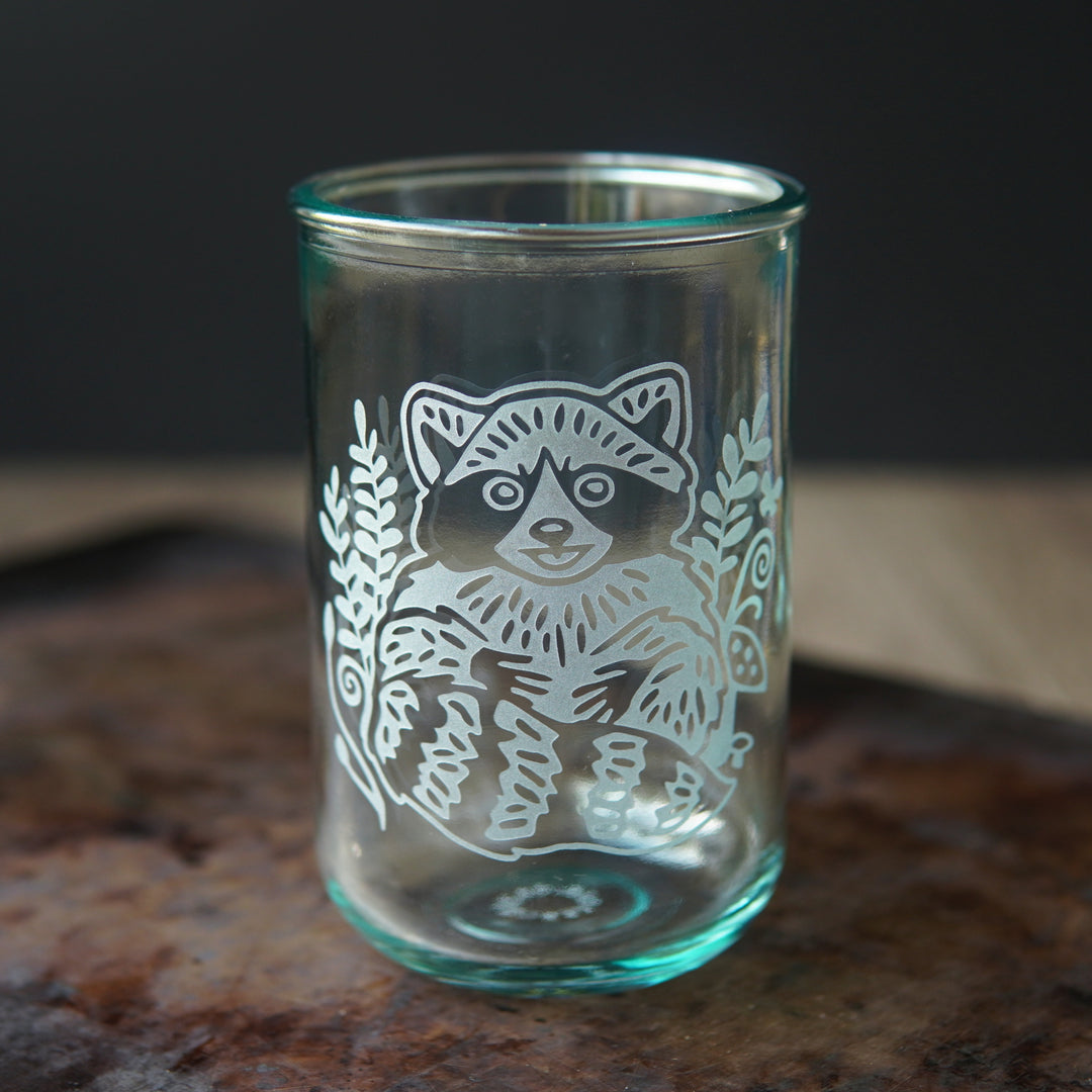 Raccoon Rustic Recycled Glass Tumbler