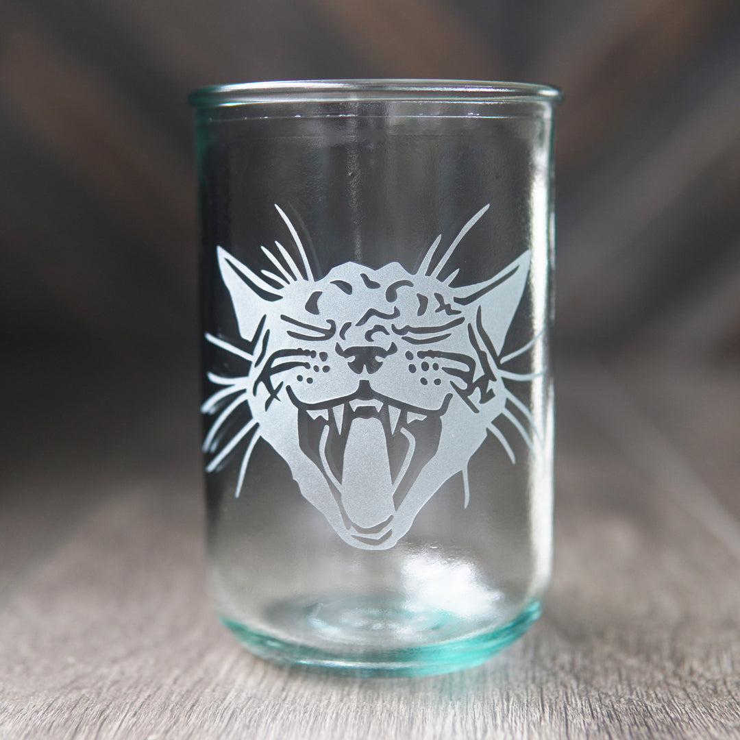 Screaming Cat Rustic Recycled Glass Tumbler