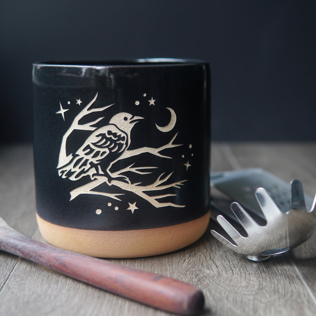 Crow Kitchen Utensil Holder - Black