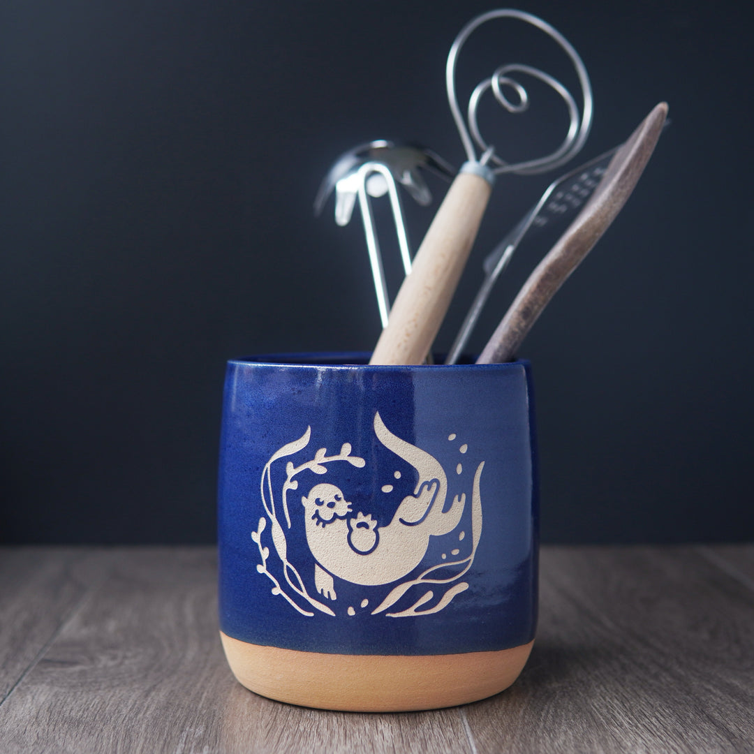 Otter Kitchen Utensil Holder - Cobalt Blue