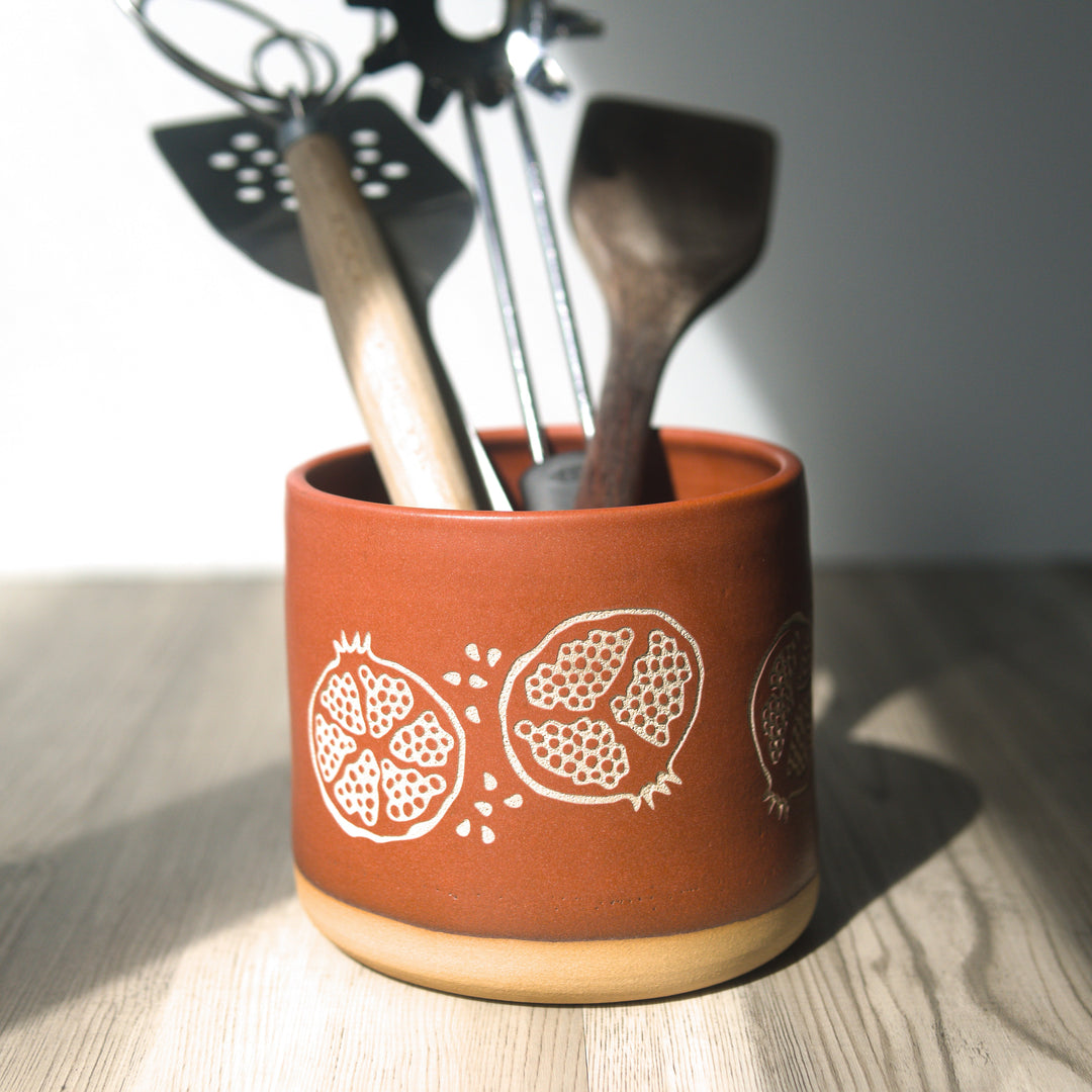 Pomegranates Kitchen Utensil Holder - Paprika