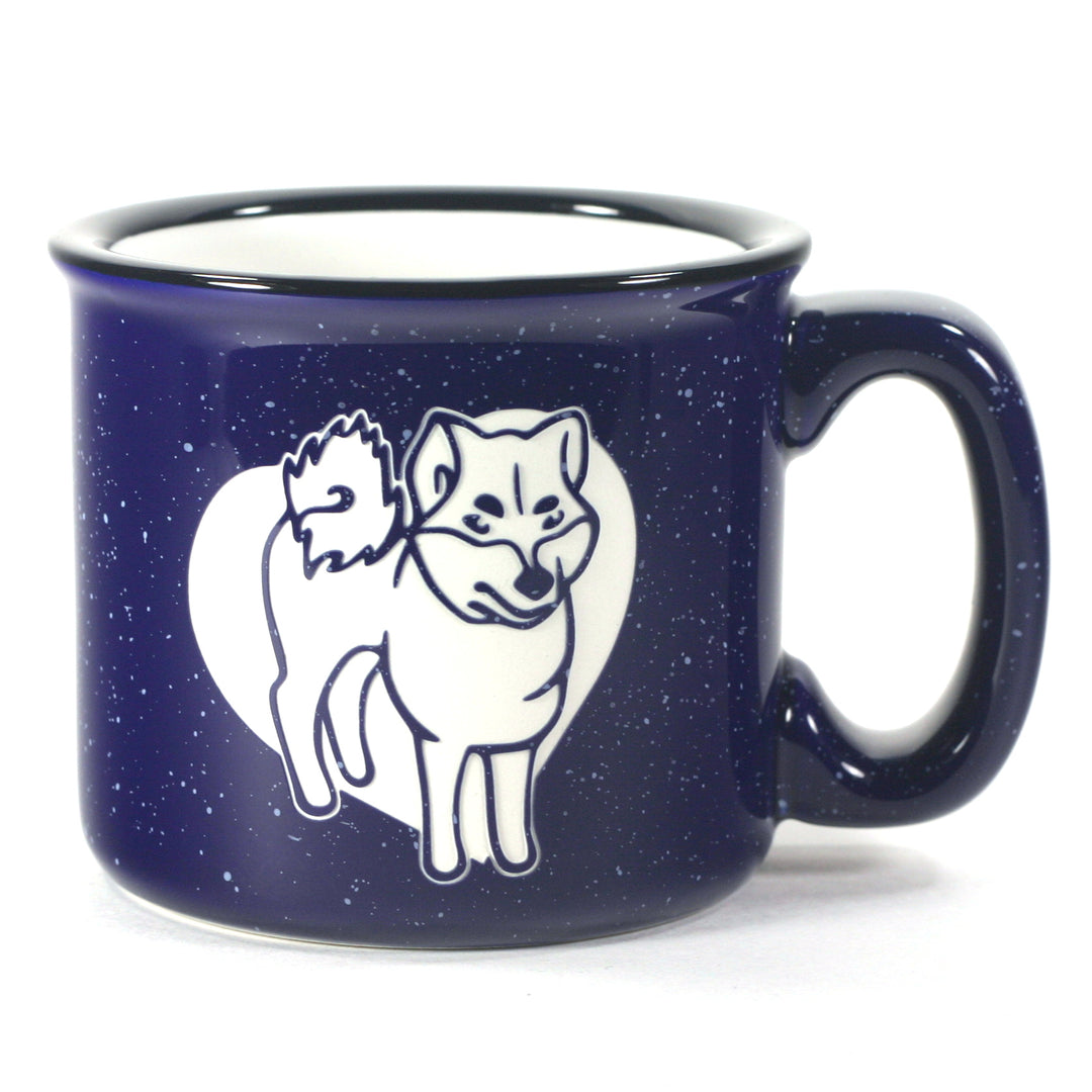 Shiba Inu mug, camp navy blue