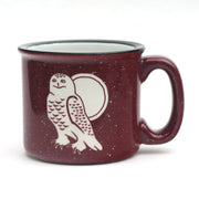 Snowy Owl Camp mug, burgundy, by Bread and Badger