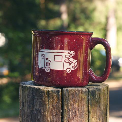 RV Camper Van camp mug in burgundy by Bread and Badger