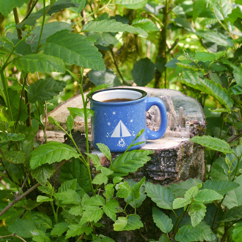 Tent camp mug in ocean blue by Bread and Badger