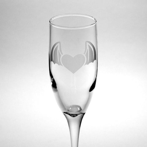 emoji heart with devil wings champagne flute