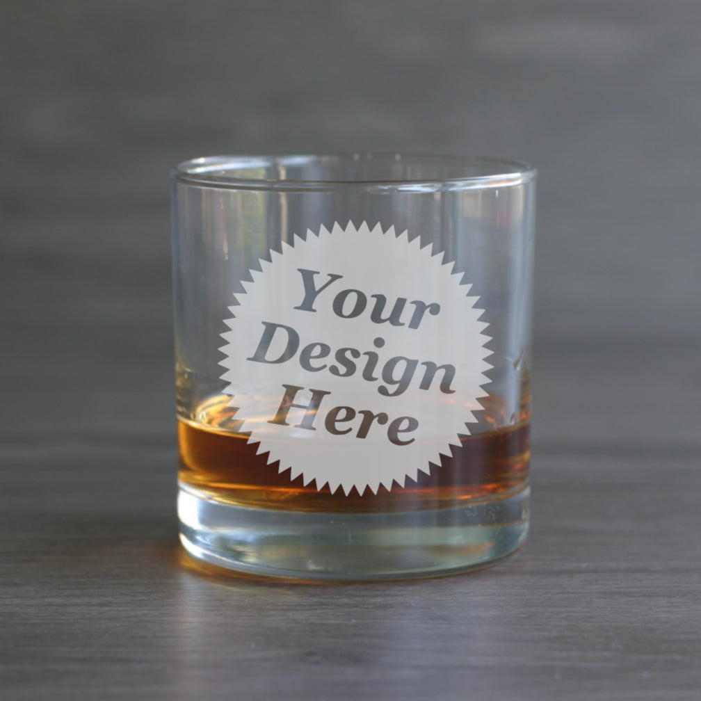 Custom Cocktail Glass, Etched-to-Order barware with any stock design