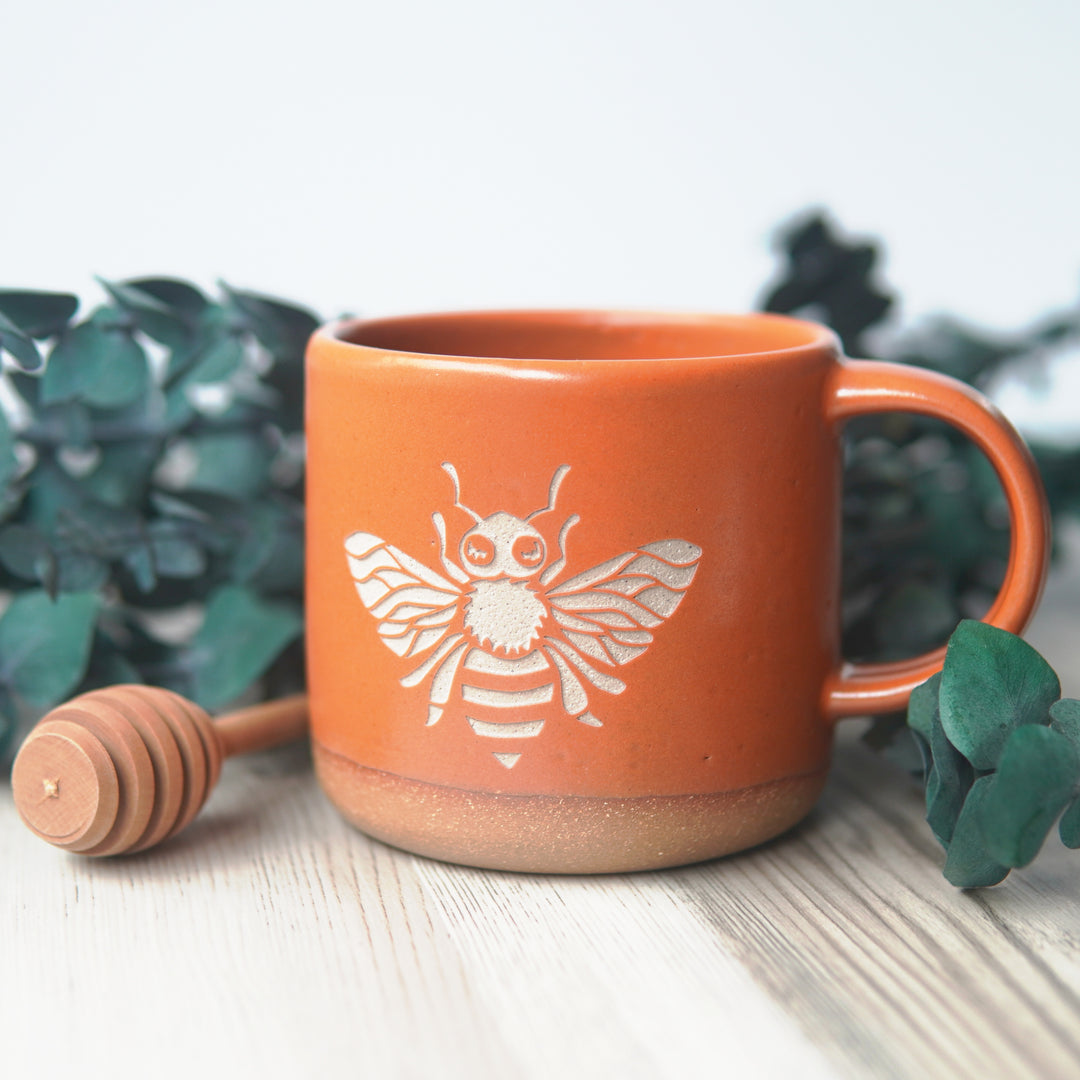 Bee Mug, Forest Style Handmade Pottery