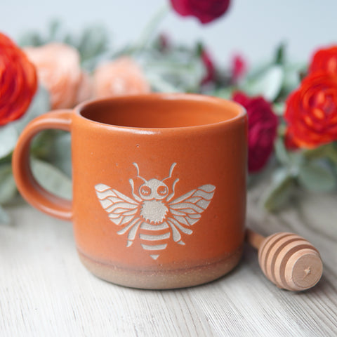 Bee Mug, Forest Style Handmade Pottery