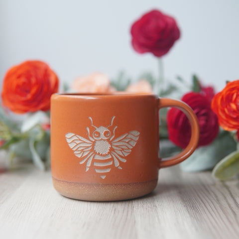 Bee Mug, Forest Style Handmade Pottery