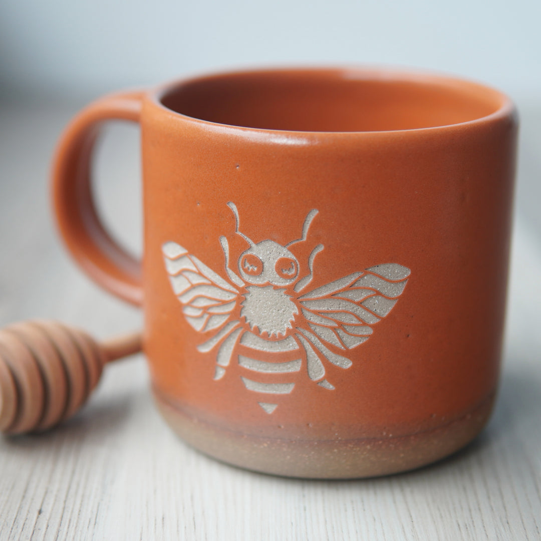 Bee Mug, Forest Style Handmade Pottery