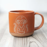 Mushroom Cats Mug, Forest Style Handmade Pottery