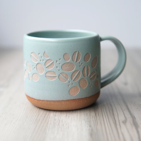 Coffee Beans Mug, Forest Style Handmade Pottery