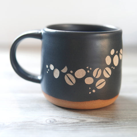 Coffee Beans Mug, Forest Style Handmade Pottery