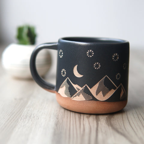Day + Night Mug, Forest Style Handmade Pottery