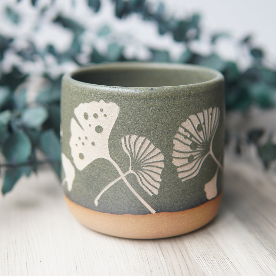 Ginkgo Leaves Mug, Forest Style Handmade Pottery