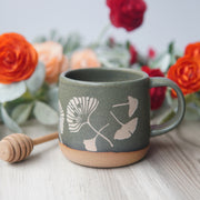 Ginkgo Leaves Mug, Forest Style Handmade Pottery