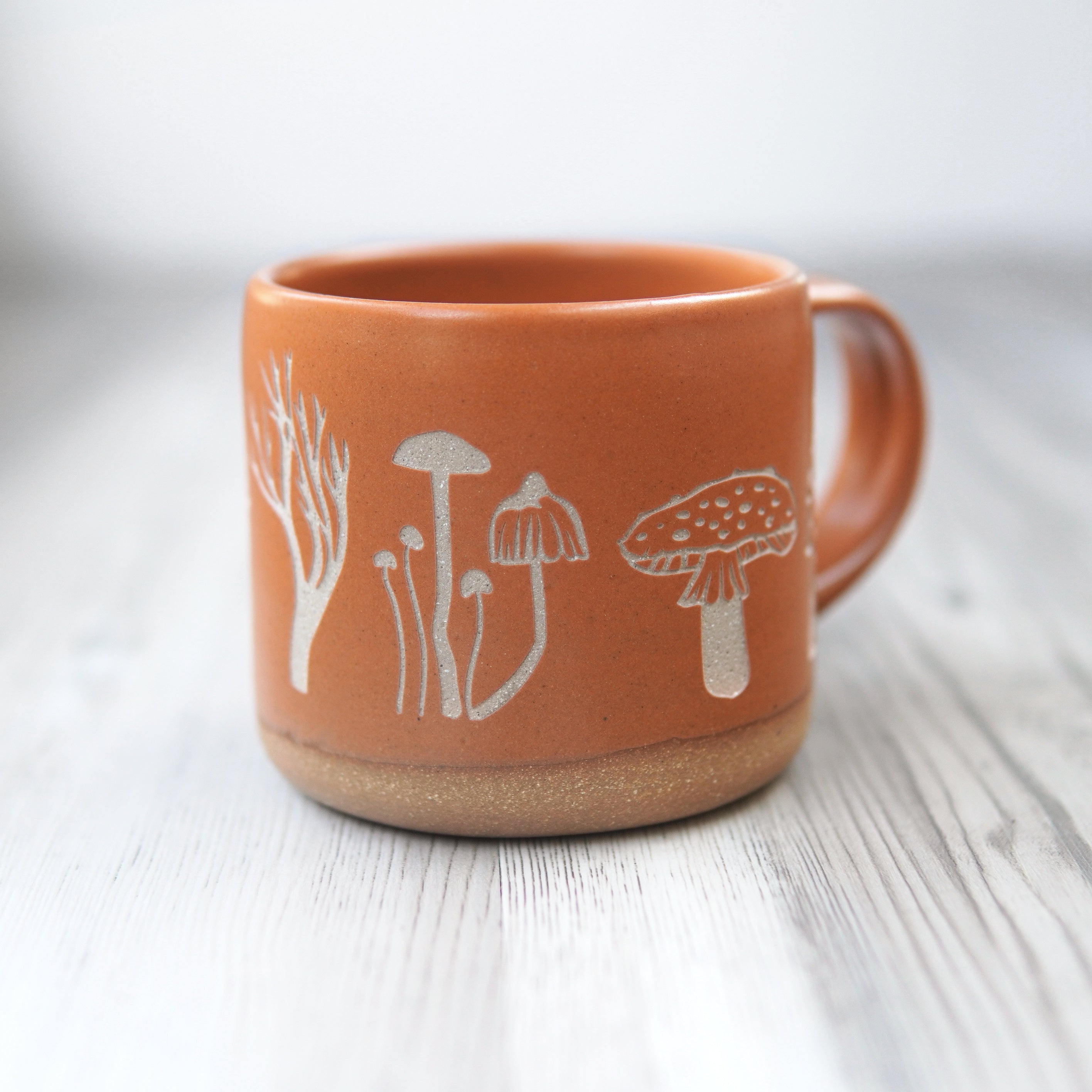 Mushrooms Forest Style Mug in Pumpkin Orange