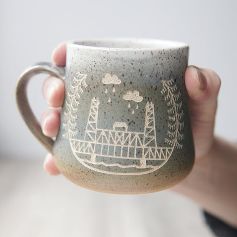 Portland Bridges Mug - Introvert Collection Handmade Pottery