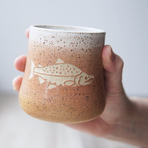 Salmon Tumbler - Introvert Collection Handmade Fish Pottery