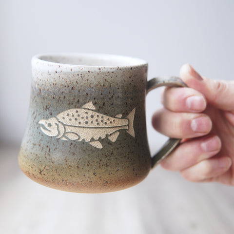 Salmon Mug - Introvert Collection Handmade Fish Pottery