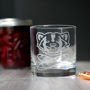 Bread and Badger etched lowball glass - Baguettes