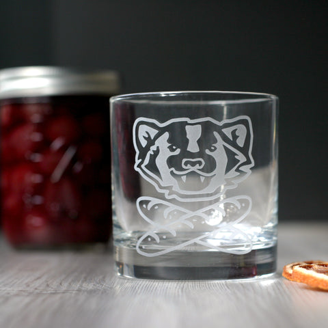 Bread and Badger etched lowball glass - Baguettes