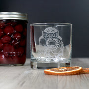 Honey Badger with snake lowball etched cocktail glass