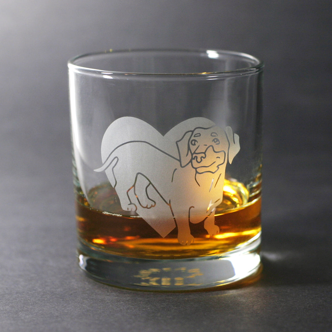 Dachshund (doxie) lowball glass by Bread and Badger