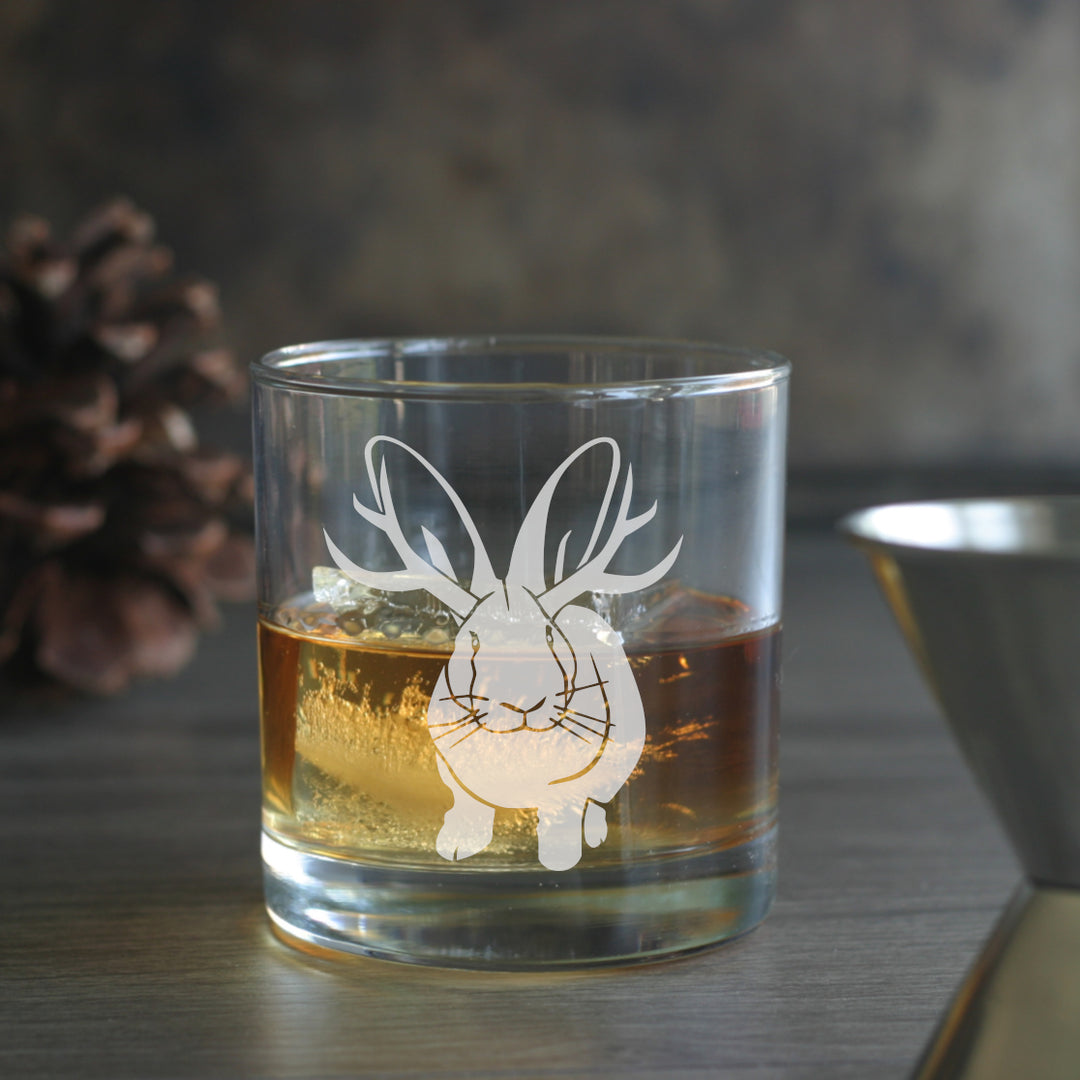 Jackalope lowball glass