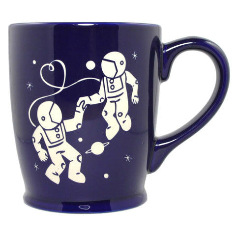 Astronaut Love navy blue coffee mug