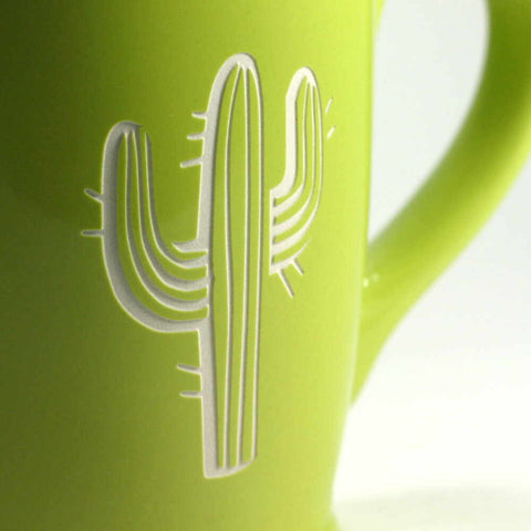 green cactus mug detail