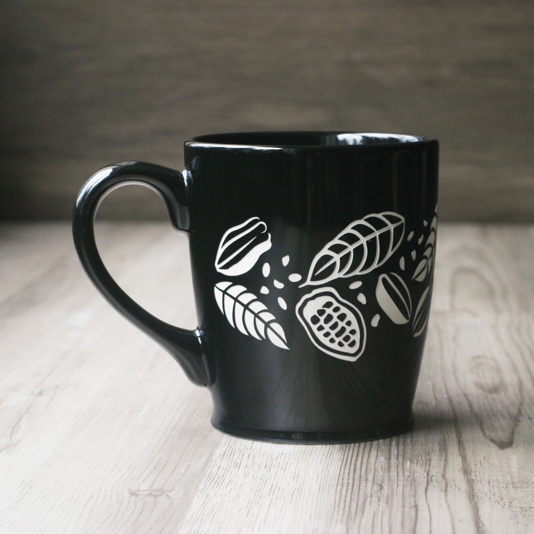 Chocolate Cocoa Pod Mug, Farmhouse Style Handmade Pottery