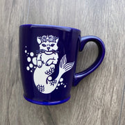 Mermaid Cat navy blue mug by Bread and Badger