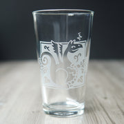 Dragon Pint Glass - etched glassware