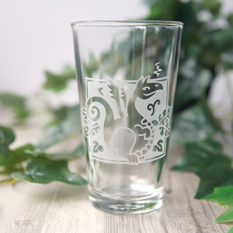 Dragon Pint Glass - etched glassware