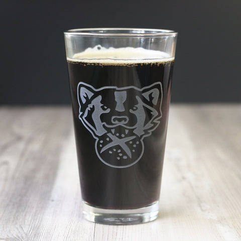 Bread and Badger pint glass with pretzel roll