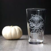 Bat Pint Glass - etched Halloween glassware