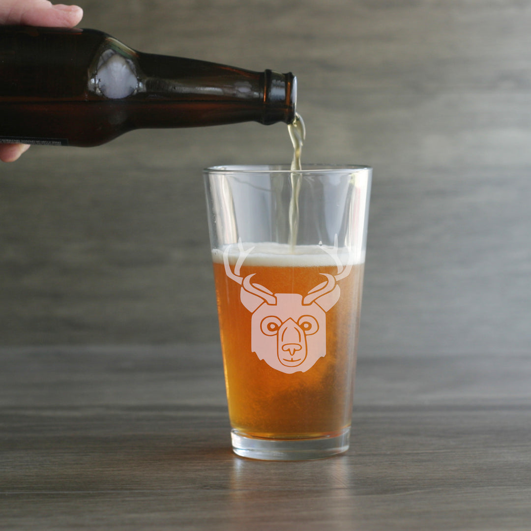 BEER Deer Bear Pint Glass