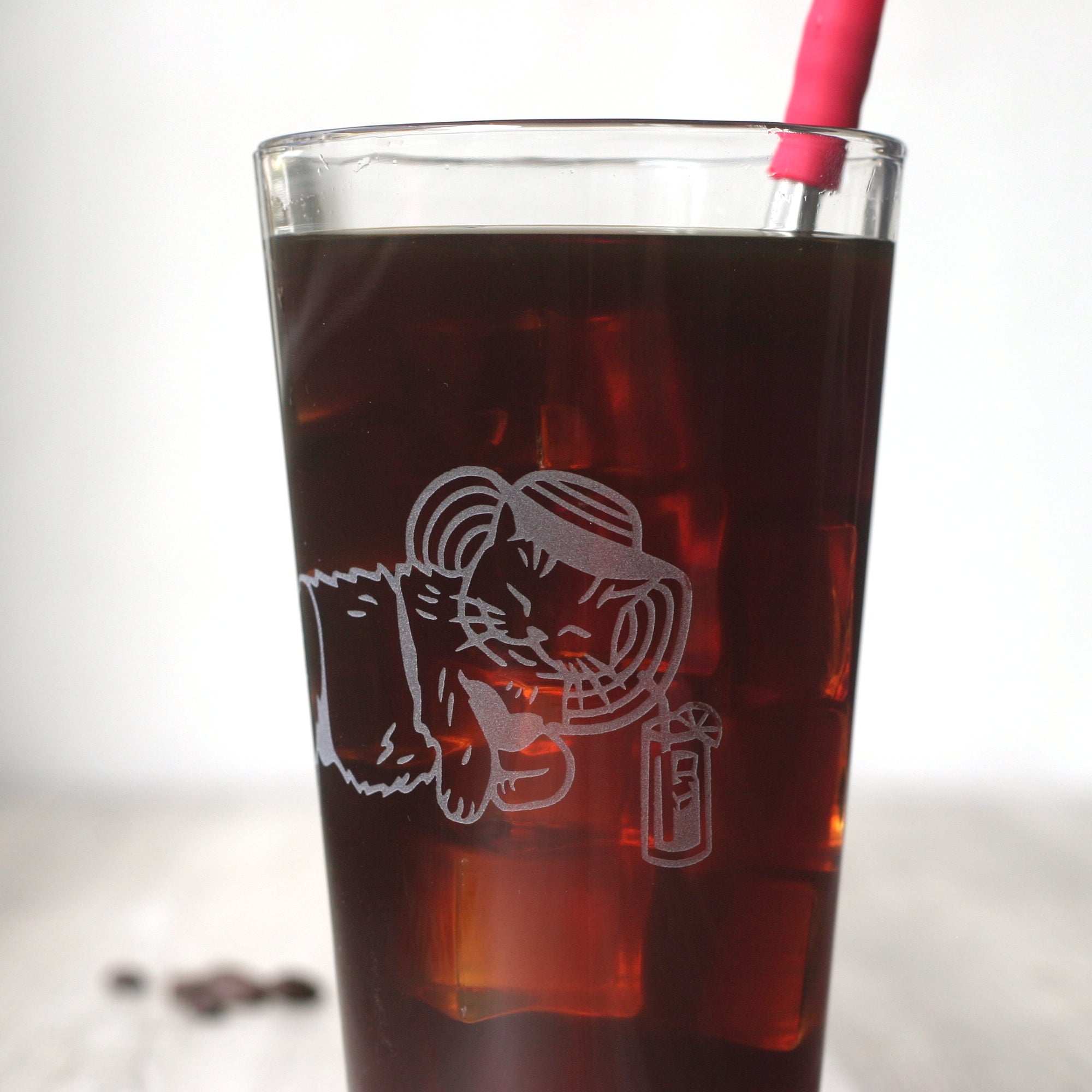 Bikini Cat Pint Glass for iced tea or cold brew coffee