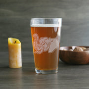 Elephant pint glass engraved by Bread and Badger
