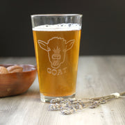 GOAT beer glass etched by Bread and Badger