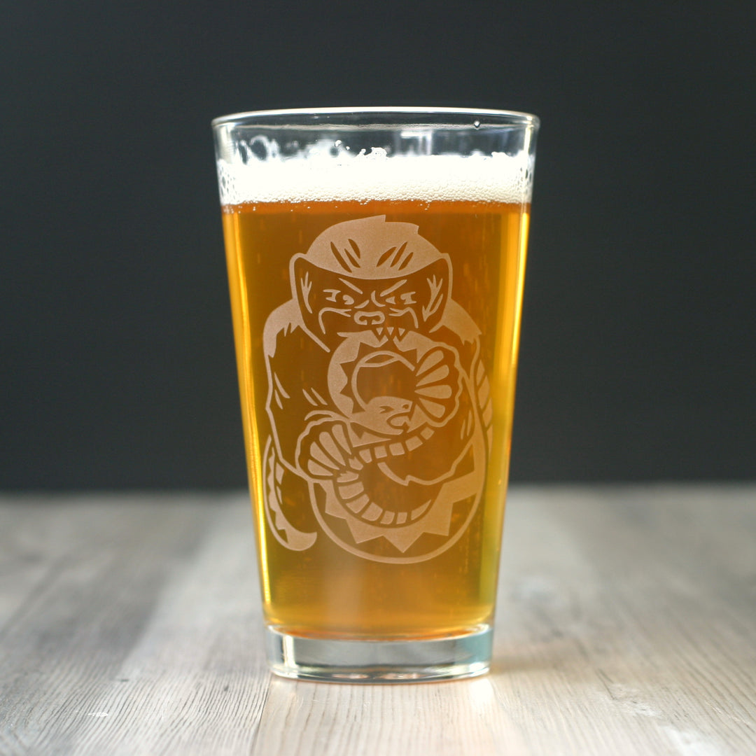 Honey Badger Pint Glass - etched glassware