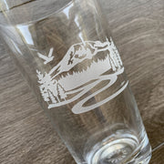 Mt Rainier beer glass engraved by Bread and Badger