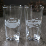 Mountain Pint Pint Glass - etched glassware