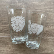Lion and Elephant pint glasses by Bread and Badger
