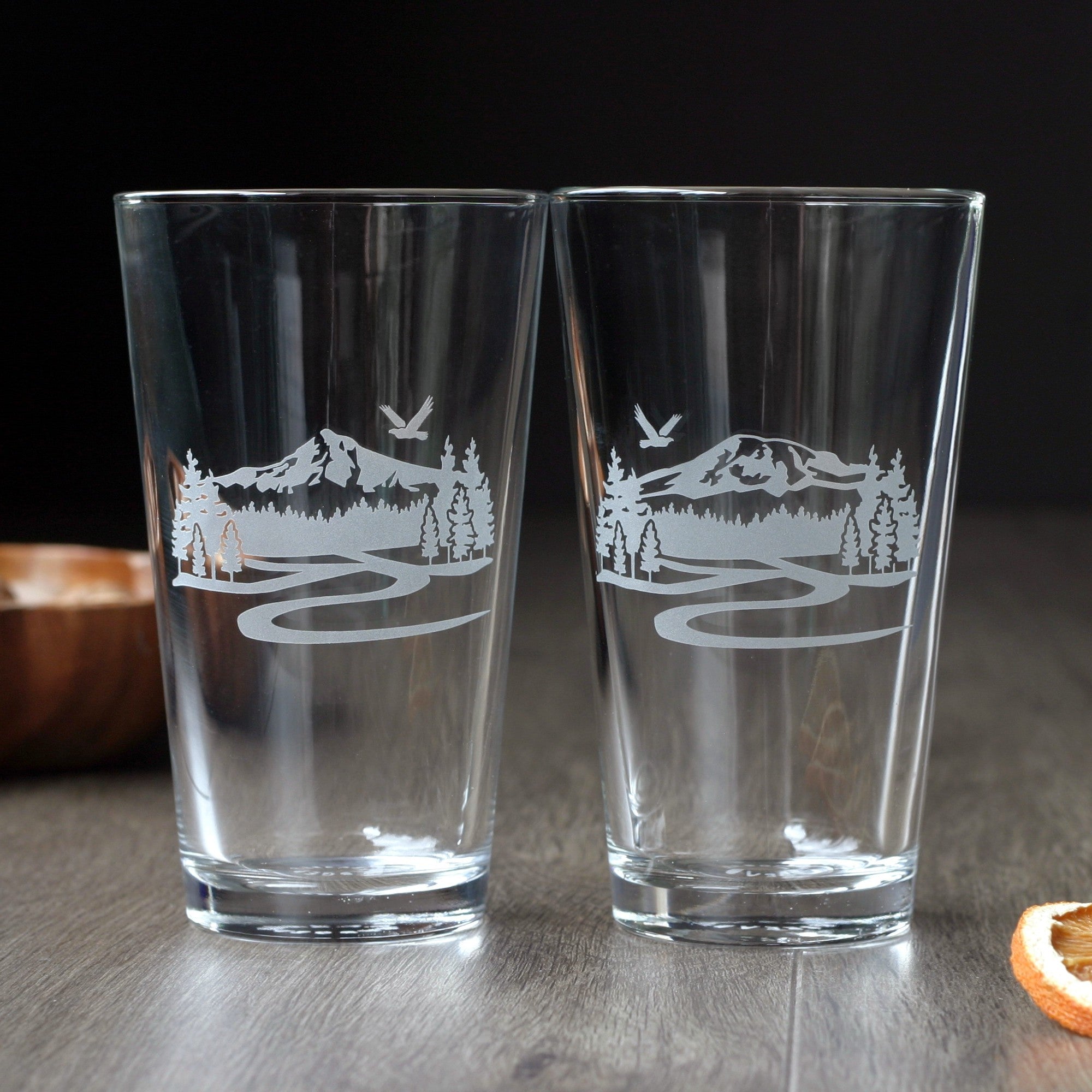 Mountain Pint Beer Pint Glass - dishwasher-safe etched glassware – Bread  and Badger