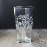 Raccoon Pint Glass - etched glassware