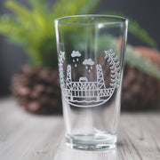 Portland Bridges Pint Glass - etched glassware