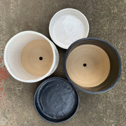 handmade slip cast plant pots with drainage holes come with matching saucers